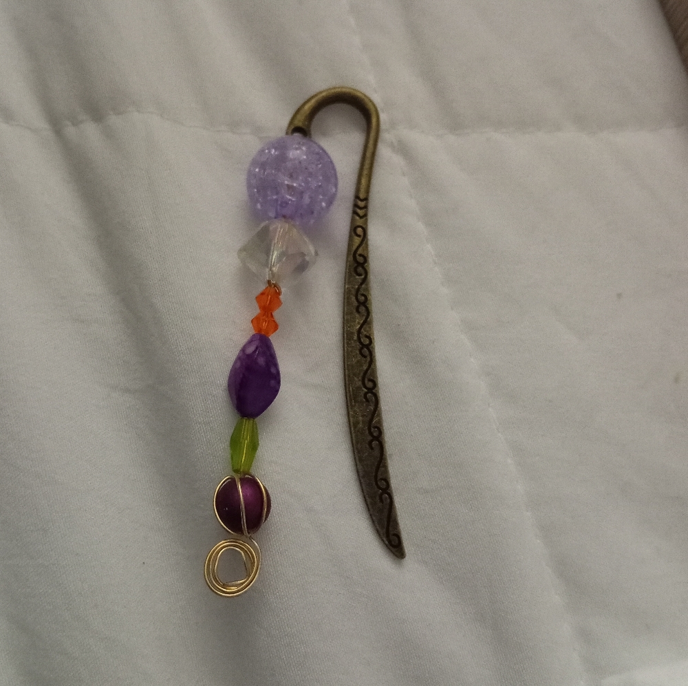 hand crafted New antique gold mixed media crystal bookmark
